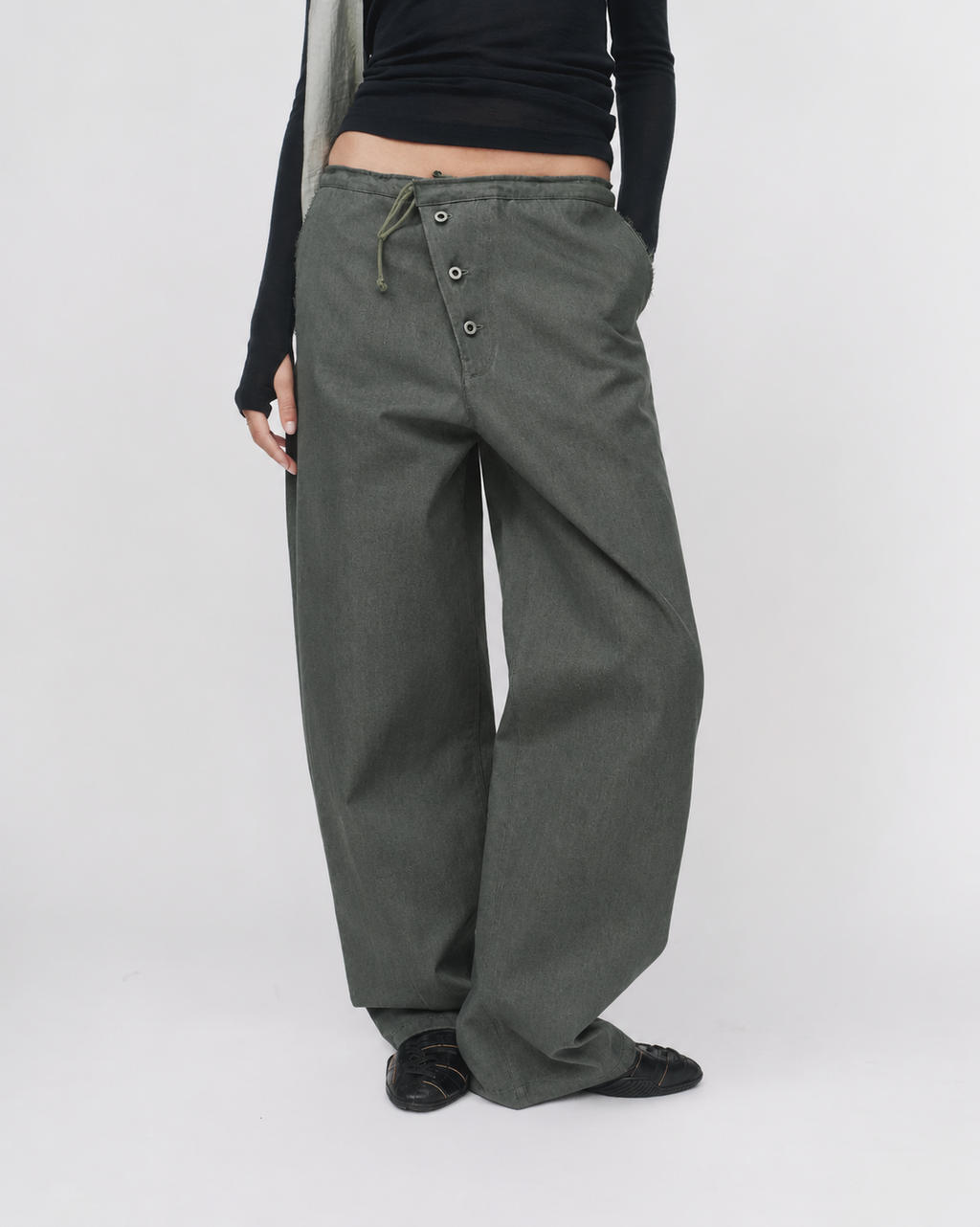 Slant Trouser - Green Denim